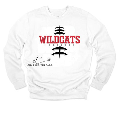 Vertical Laces Wildcats Football Tee, Crewneck, or Hoodie | Infant–Adult Sizes | Black, Red, or White