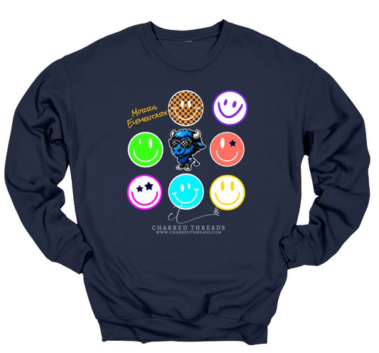 2025 Morris Elementary Smiley Mascot Crewneck Sweatshirt