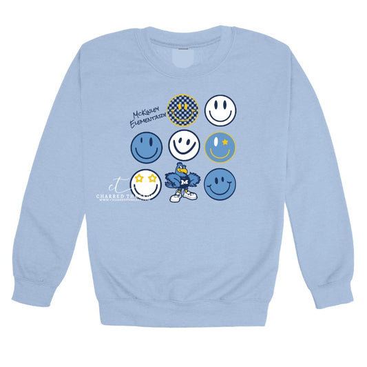 2025 McKinley Elementary Smiley Mascot Crewneck Sweatshirt