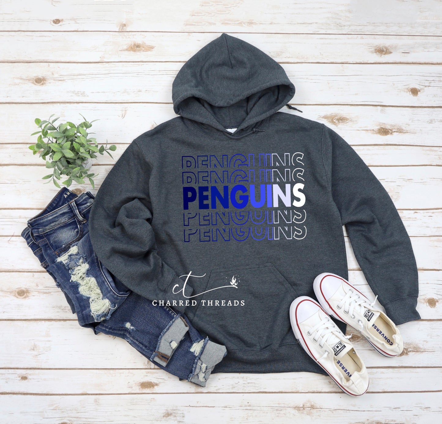 2023 Perkins Stacked Penguins Hooded Sweatshirt