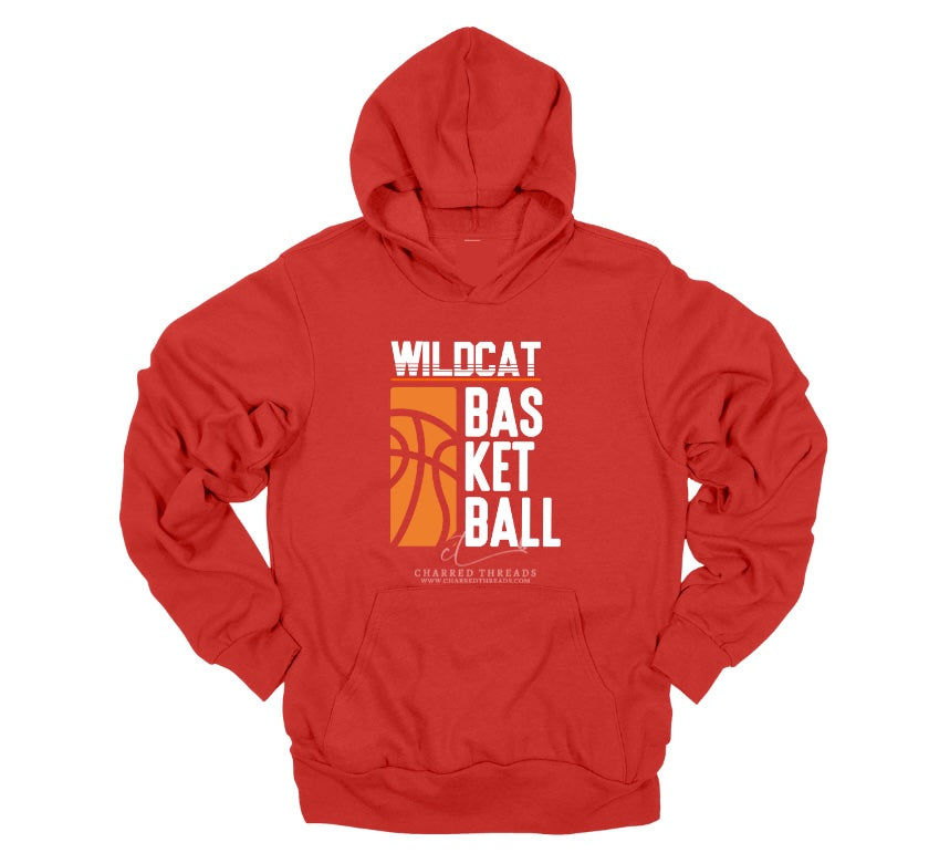 Vertical Stripe Wildcat Basketball Tee, Crewneck, or Hoodie | Infant–Adult Sizes | Black, Red, White, or Charcoal