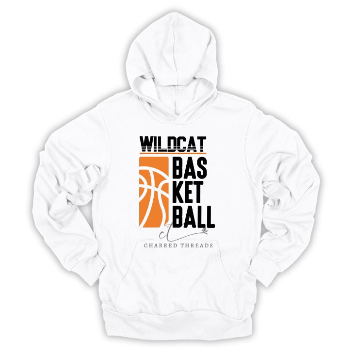 Vertical Stripe Wildcat Basketball Tee, Crewneck, or Hoodie | Infant–Adult Sizes | Black, Red, White, or Charcoal