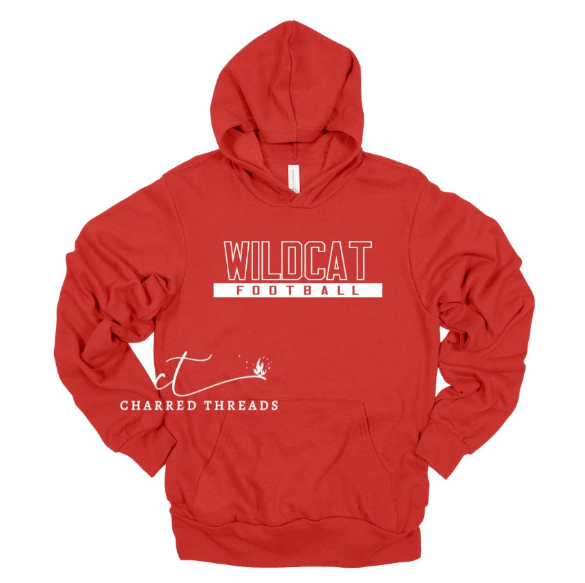 Wildcat Football Tee, Crewneck, or Hoodie | Infant–Adult Sizes | Red, Black, or White Spirit Wear