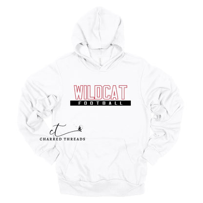 Wildcat Football Tee, Crewneck, or Hoodie | Infant–Adult Sizes | Red, Black, or White Spirit Wear