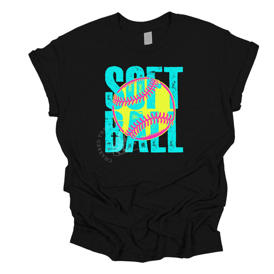 Softball Retro Tee | Trendy Softball Shirt | Neon Softball Graphic Tee