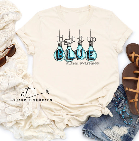 Light it up Blue Autism Awareness Graphic Short Sleeve Shirt