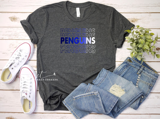 2023 Perkins Elementary Stacked Penguins Short Sleeve Shirt