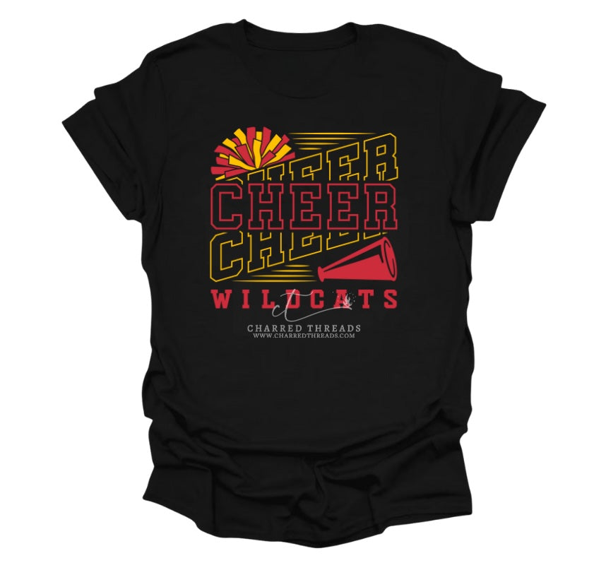 Wildcats Pom Power Cheer Collection | Tee, Crewneck, Hoodie, Shorts, or Joggers | Infant–Adult Sizes