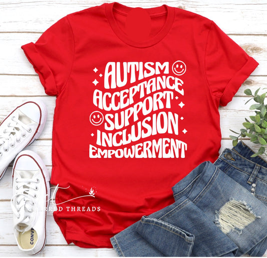 Autism Acceptance Support Inclusion Empowerment Graphic Short Sleeve Shirt