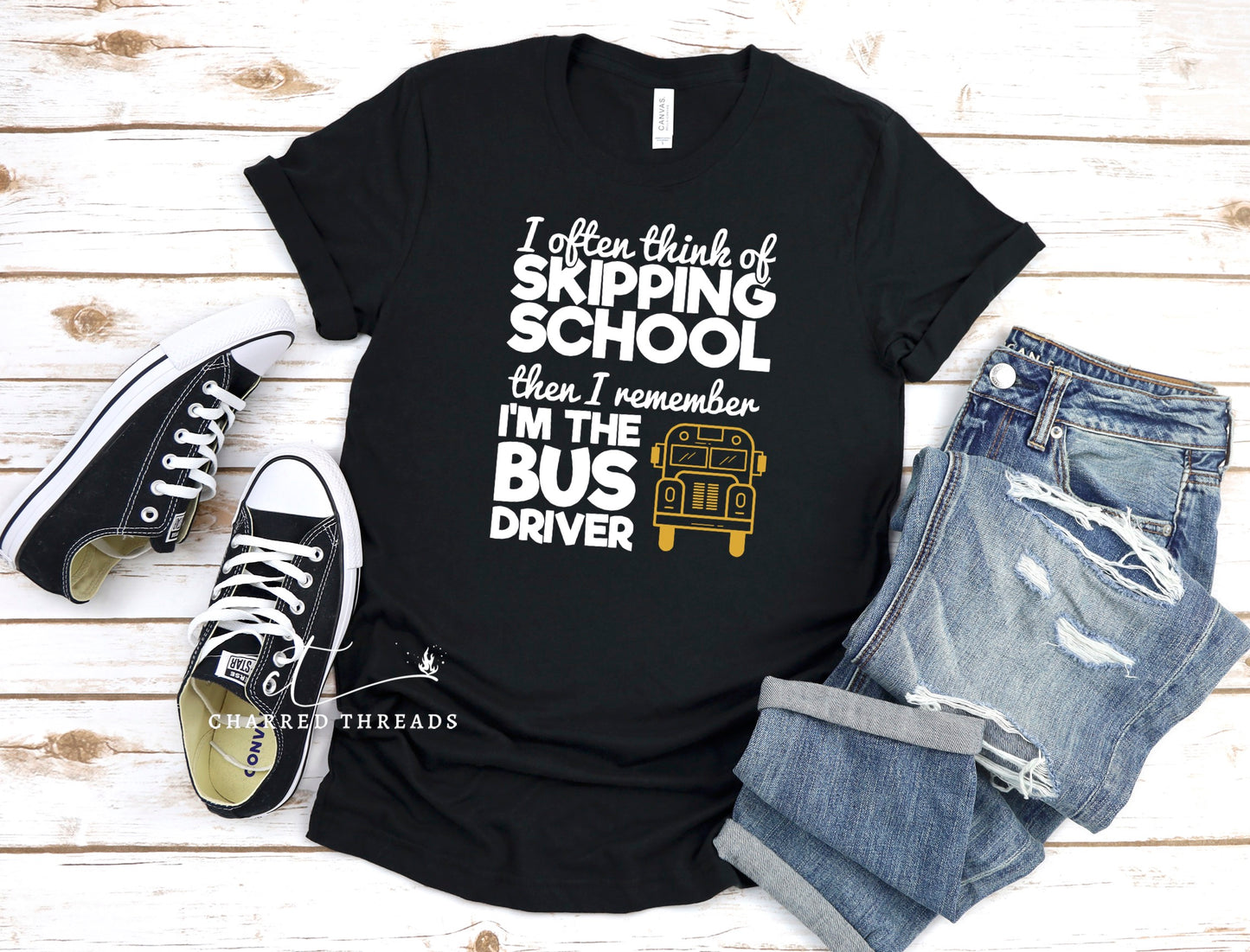 I often think of skipping school bus driver Short Sleeve Shirt