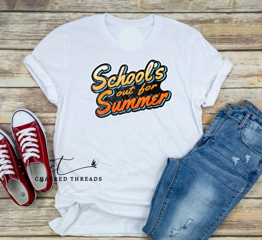 School's Out For Summer Retro Graphic Short Sleeve Shirt