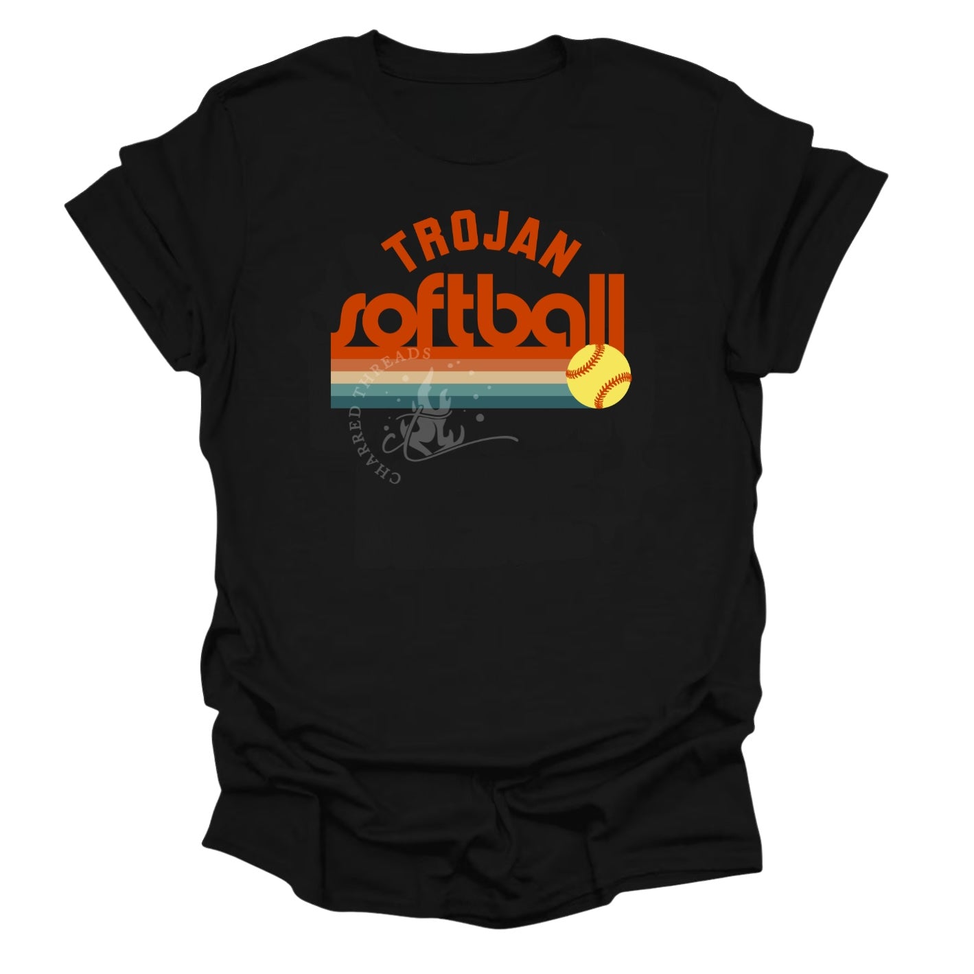 Pleasantville Trojans Muted Retro Softball Shirt | Vintage Softball Tee