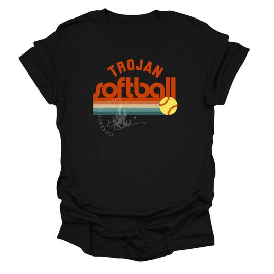 Pleasantville Trojans Muted Retro Softball Shirt | Vintage Softball Tee