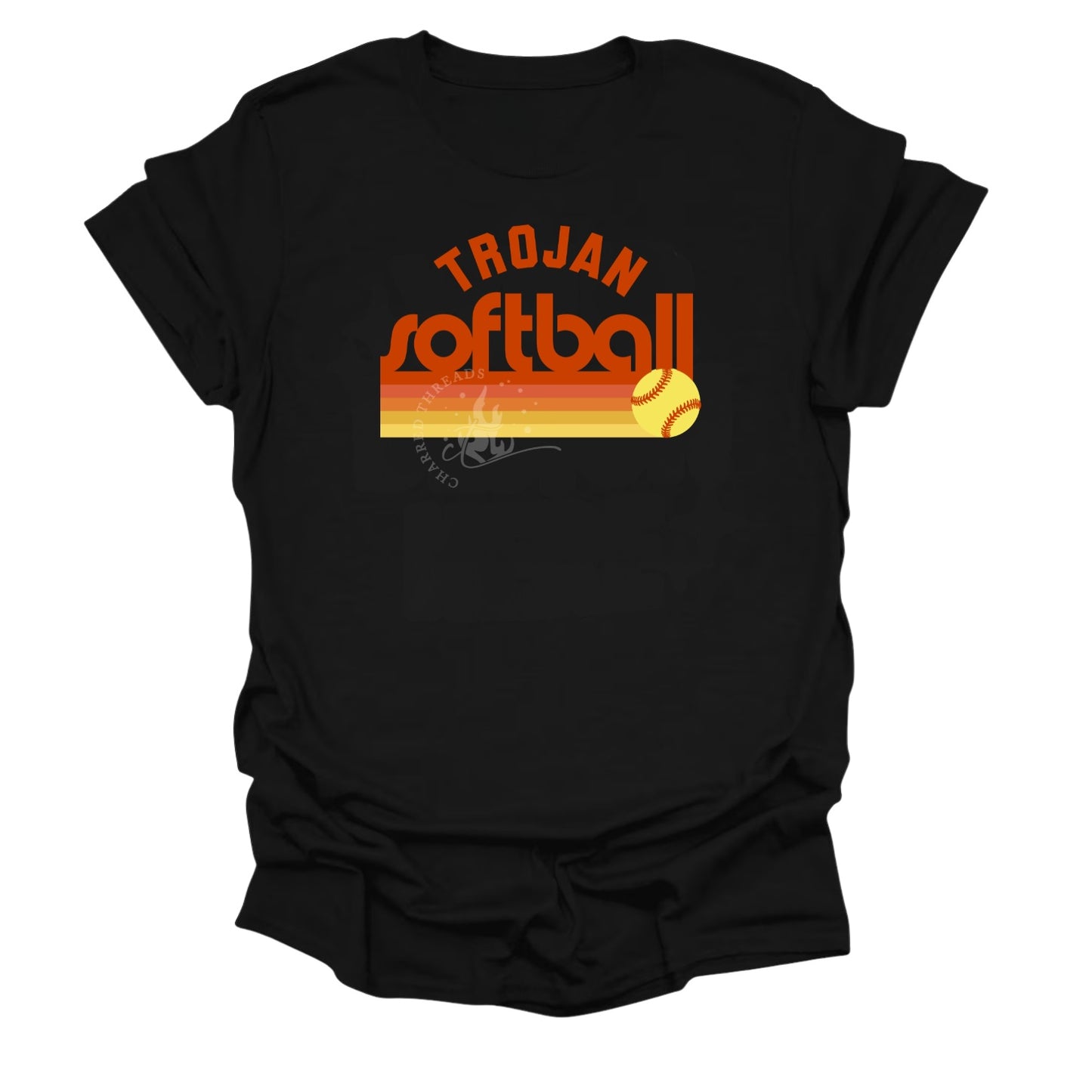 Pleasantville Trojans Sunset Retro Softball Shirt | Vintage Softball Tee