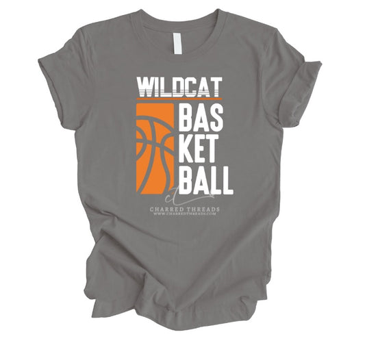 Vertical Stripe Wildcat Basketball Tee, Crewneck, or Hoodie | Infant–Adult Sizes | Black, Red, White, or Charcoal