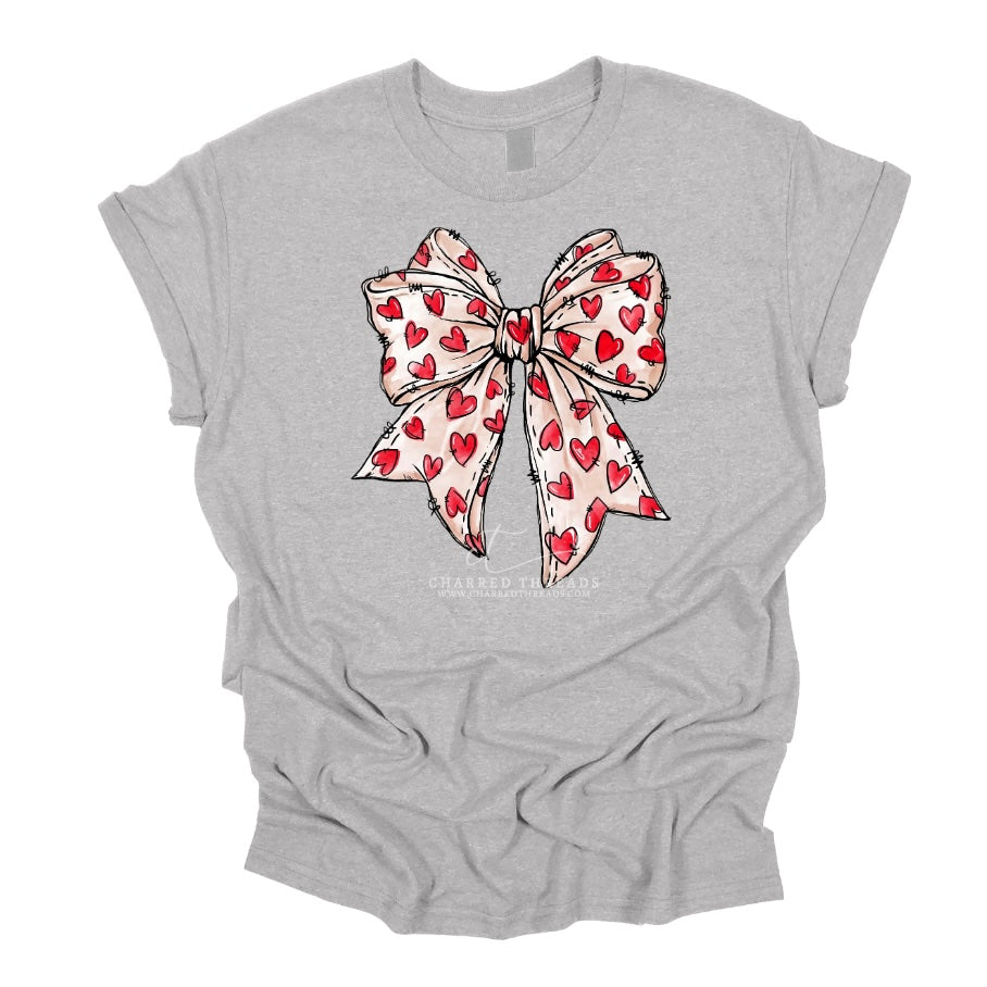 Coquette Hearts Bow Graphic Tee & Crewneck Sweatshirt