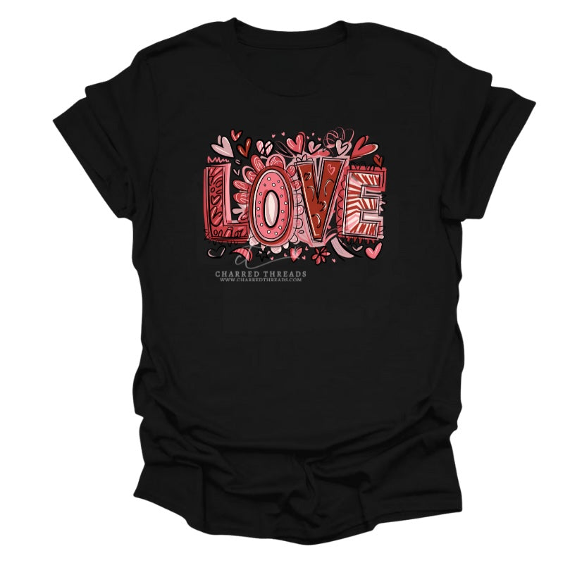 Doodle Love Graphic Tee & Crewneck Sweatshirt