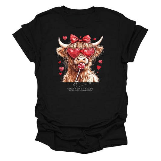 Highland Cow Sucker Valentine Graphic Tee & Crewneck Sweatshirt