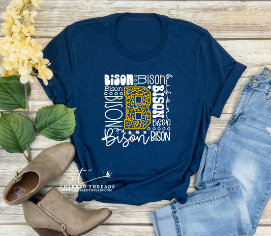 2024 Morris Elementary Bison Typography Sleeve Graphic T-Shirt