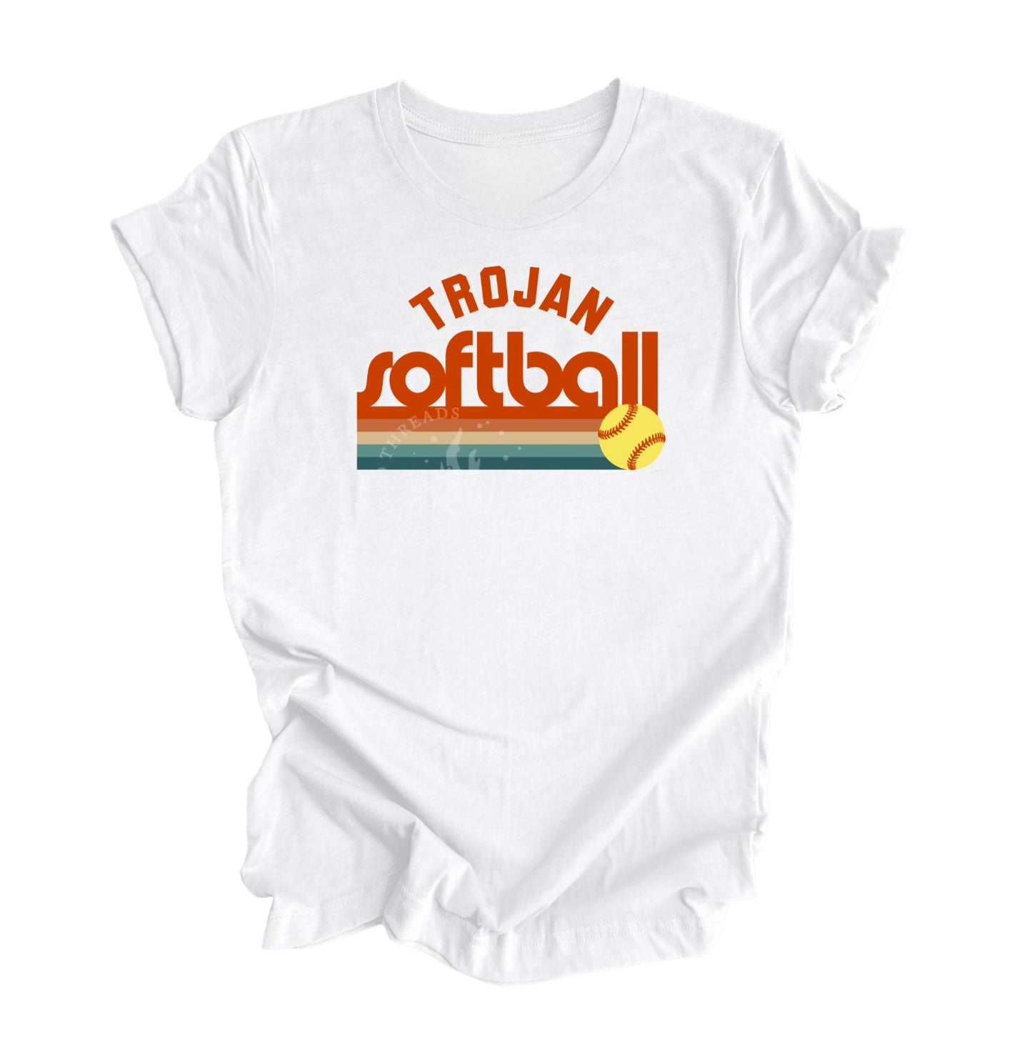 Pleasantville Trojans Muted Retro Softball Shirt | Vintage Softball Tee