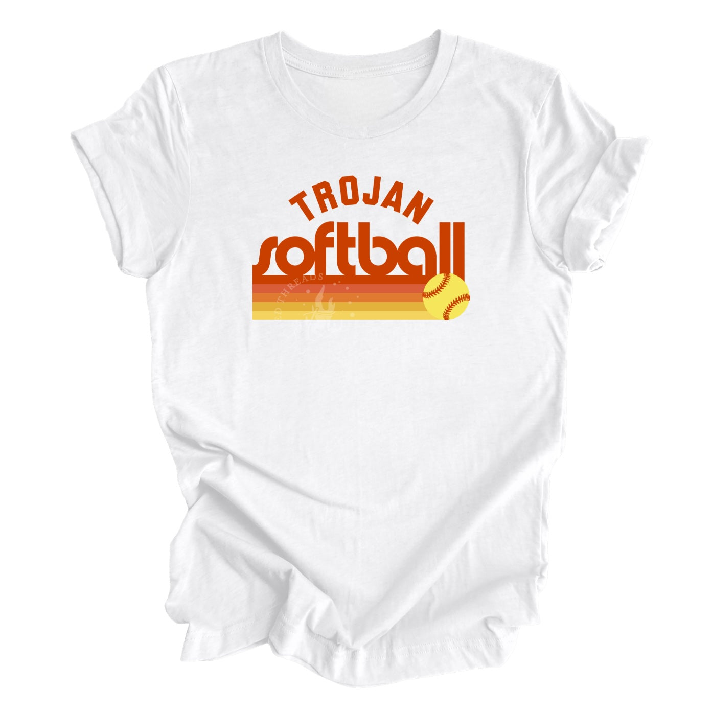 Pleasantville Trojans Sunset Retro Softball Shirt | Vintage Softball Tee