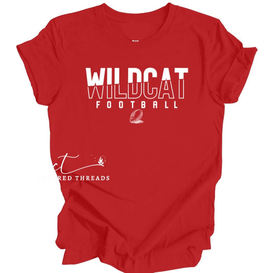 Wildcat Football Sketch Tee, Crewneck, or Hoodie | Infant–Adult Sizes | Red, Black, or White Apparel