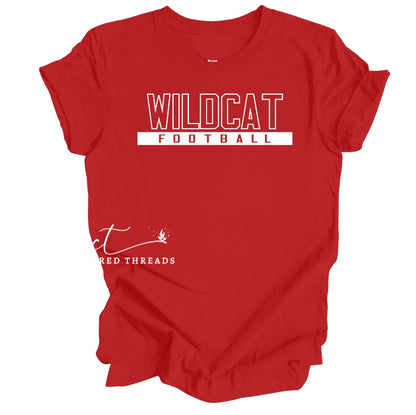 Wildcat Football Tee, Crewneck, or Hoodie | Infant–Adult Sizes | Red, Black, or White Spirit Wear