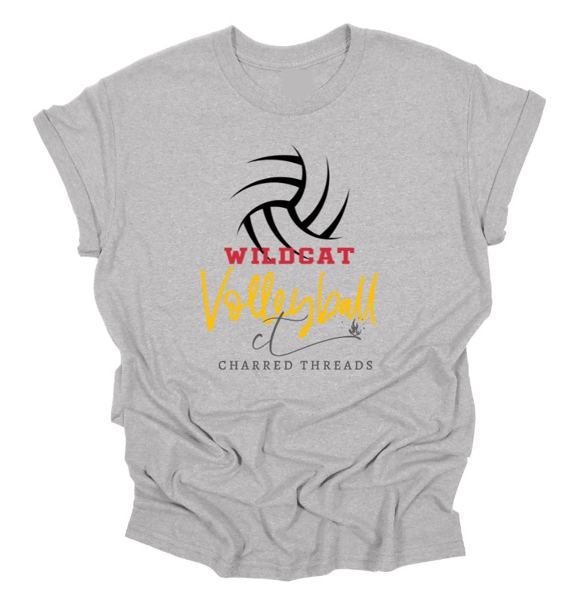 Wildcat Volleyball Script Swirl Collection | Tee, Long Sleeve, Crewneck & Hoodie