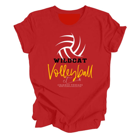 Wildcat Volleyball Script Swirl Collection | Tee, Long Sleeve, Crewneck & Hoodie