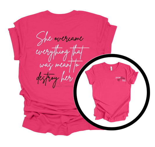 powHERful – She Overcame Everything Tee | Awareness Shirt