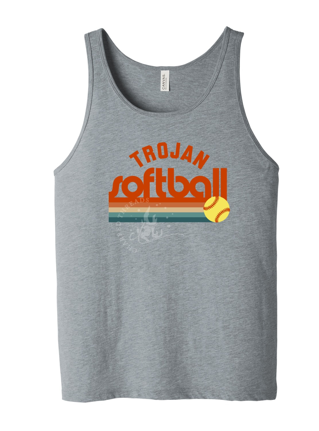 Pleasantville Trojans Muted Retro Softball Tank | Unisex Jersey Tank