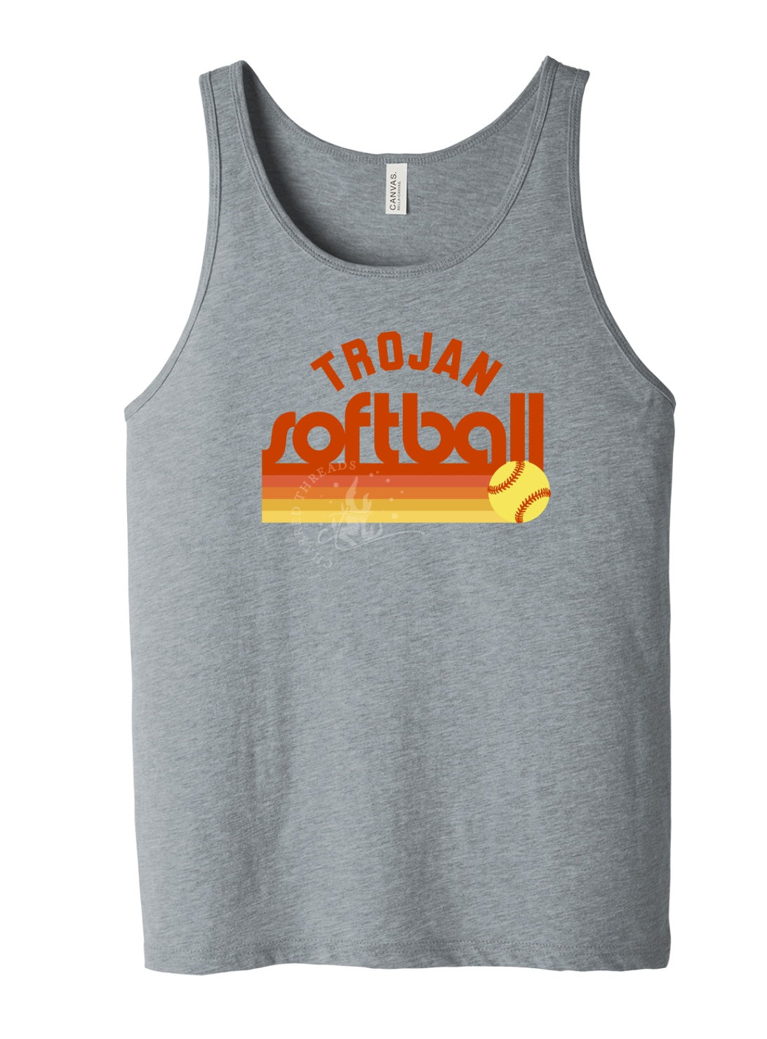 Pleasantville Trojans Sunset Retro Softball Tank | Unisex Jersey Tank