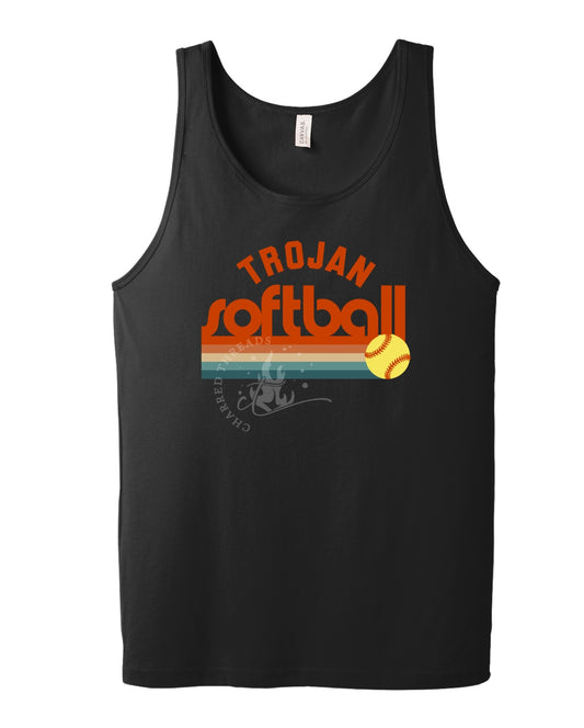 Pleasantville Trojans Muted Retro Softball Tank | Unisex Jersey Tank