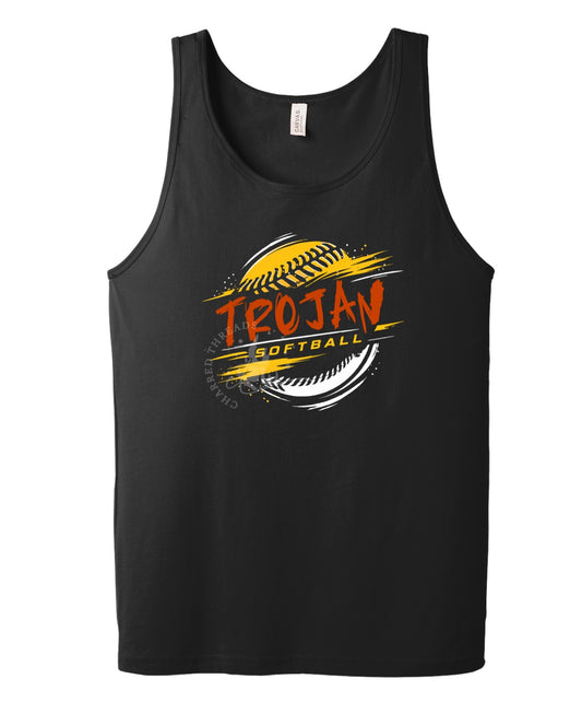 Pleasantville Trojans Softball Grunge Tank | Unisex Jersey Tank