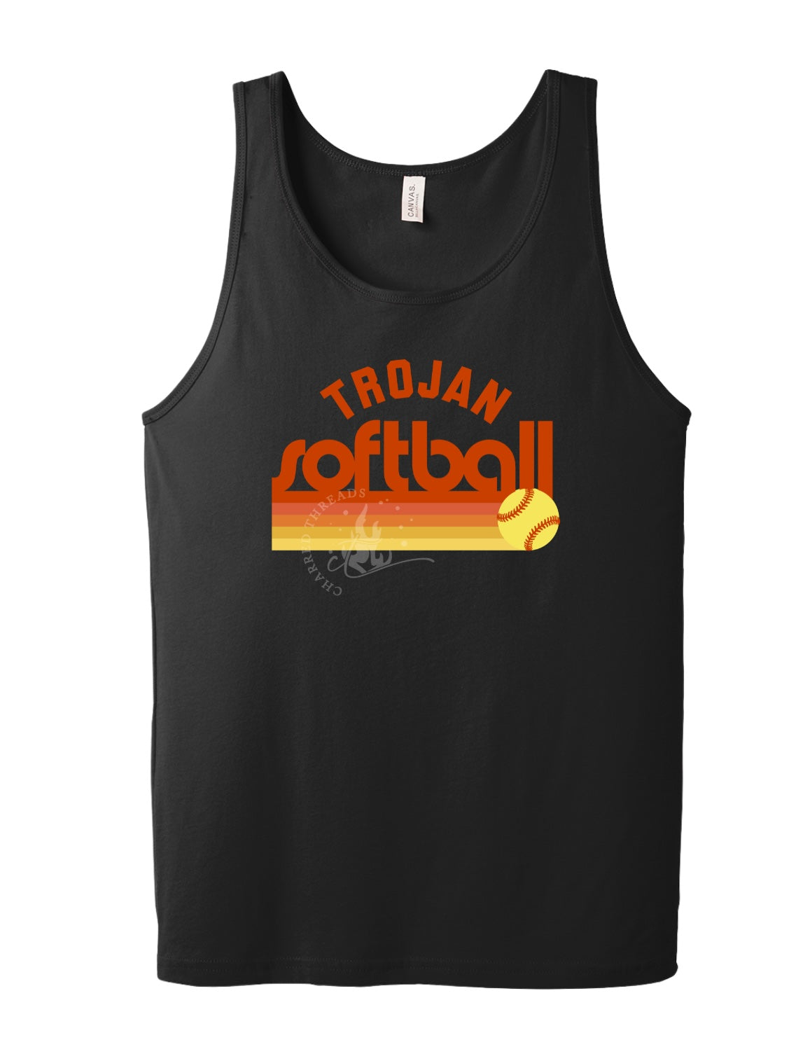Pleasantville Trojans Sunset Retro Softball Tank | Unisex Jersey Tank