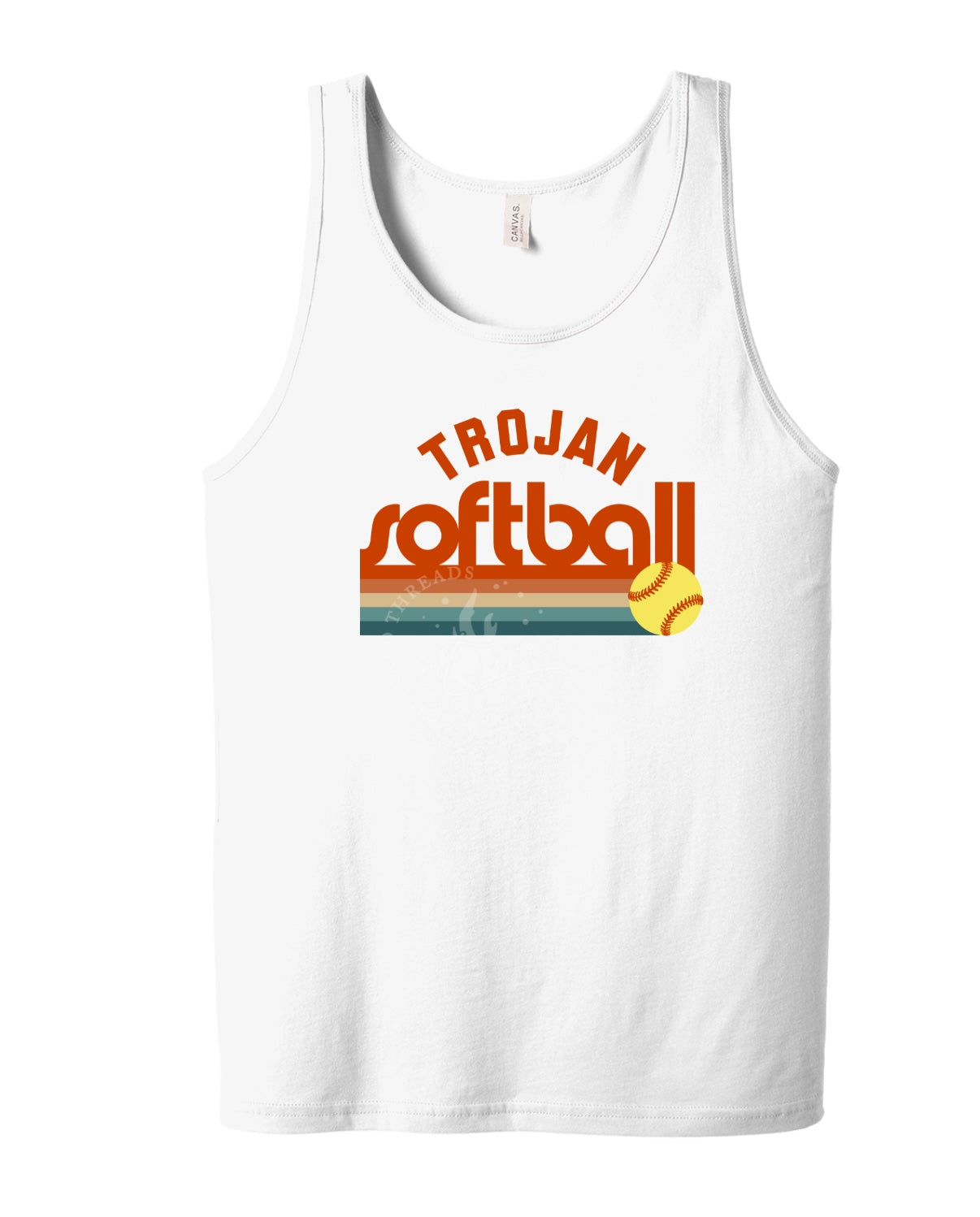 Pleasantville Trojans Muted Retro Softball Tank | Unisex Jersey Tank