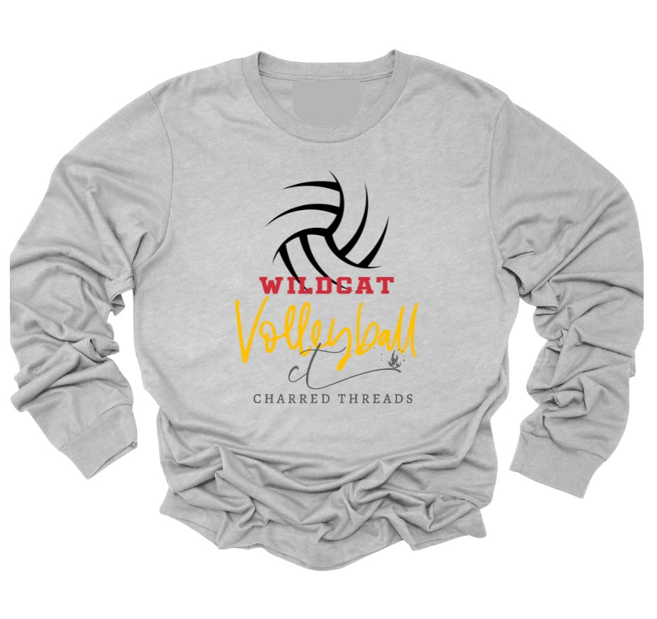 Wildcat Volleyball Script Swirl Collection | Tee, Long Sleeve, Crewneck & Hoodie