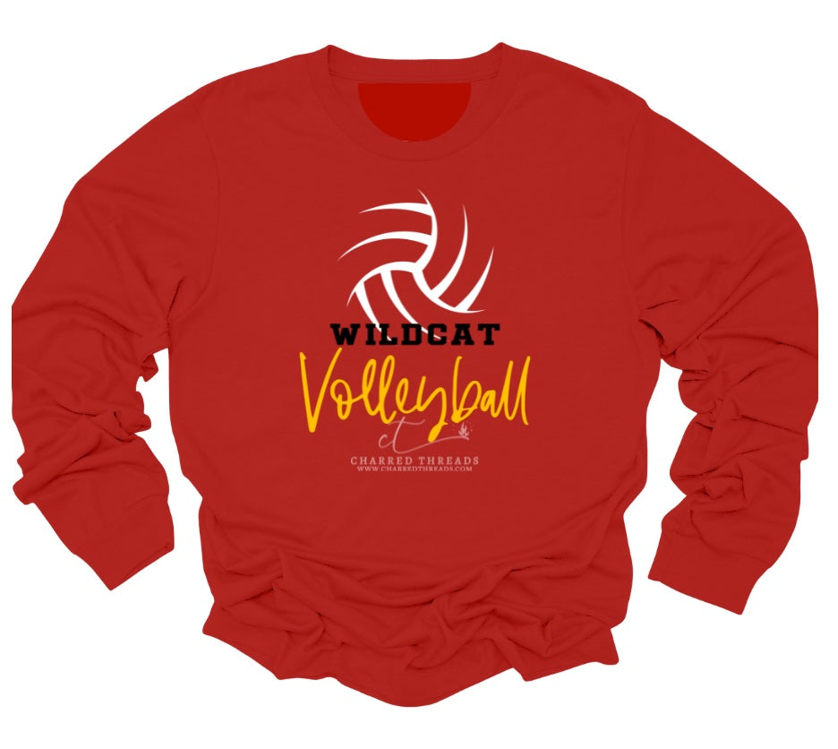 Wildcat Volleyball Script Swirl Collection | Tee, Long Sleeve, Crewneck & Hoodie