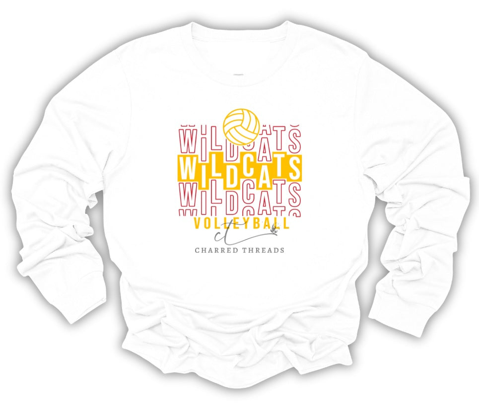 Wildcats Volleyball Repeat Pattern Collection | Tee, Long Sleeve, Crewneck & Hoodie