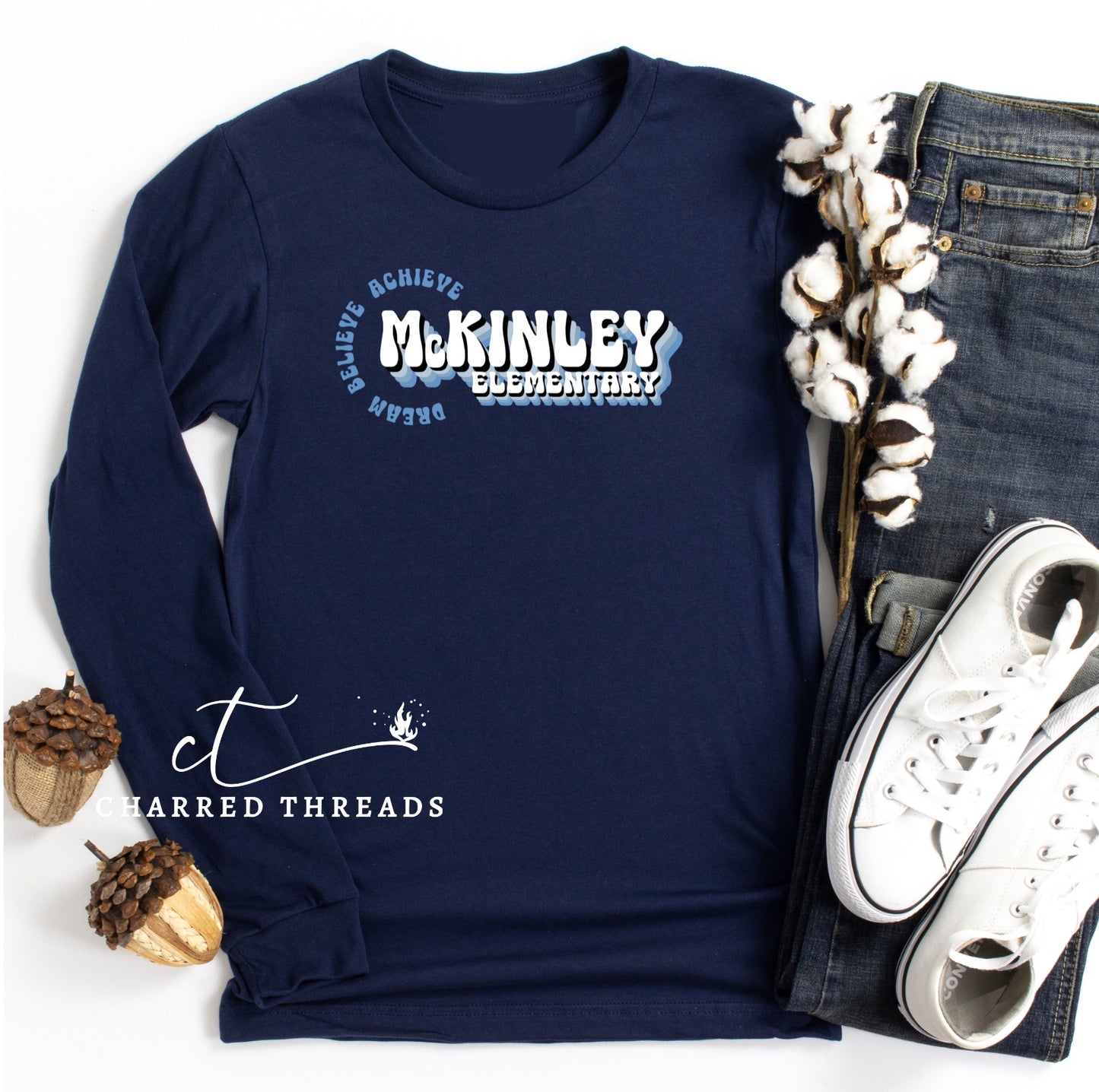 2024 McKinley Elementary Dream Believe Achieve Long Sleeve Graphic T-Shirt