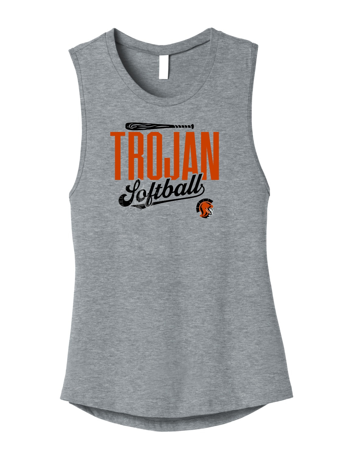 Pleasantville Trojans Softball Script Muscle Tank | Women’s Game Day Tank