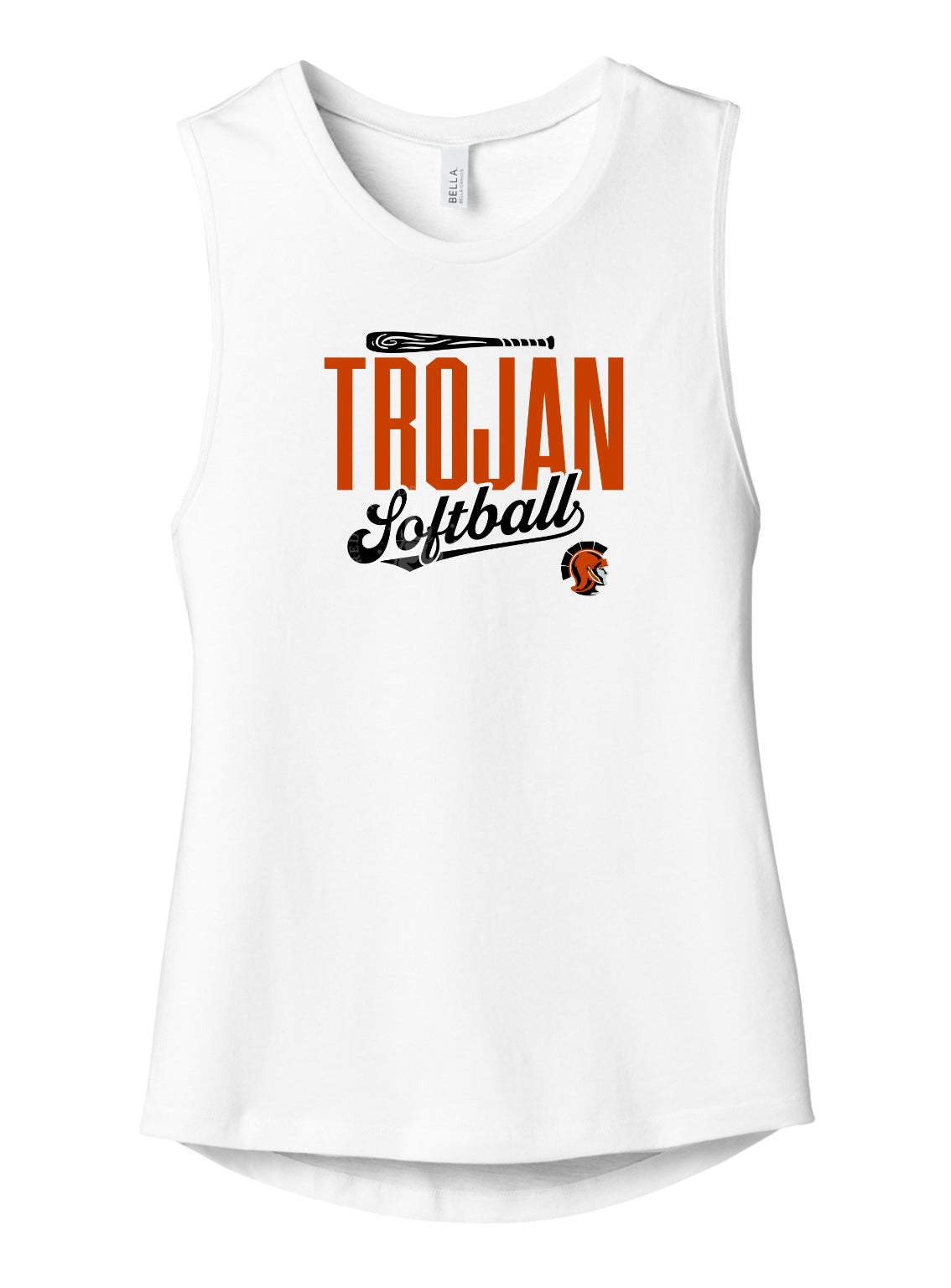 Pleasantville Trojans Softball Script Muscle Tank | Women’s Game Day Tank