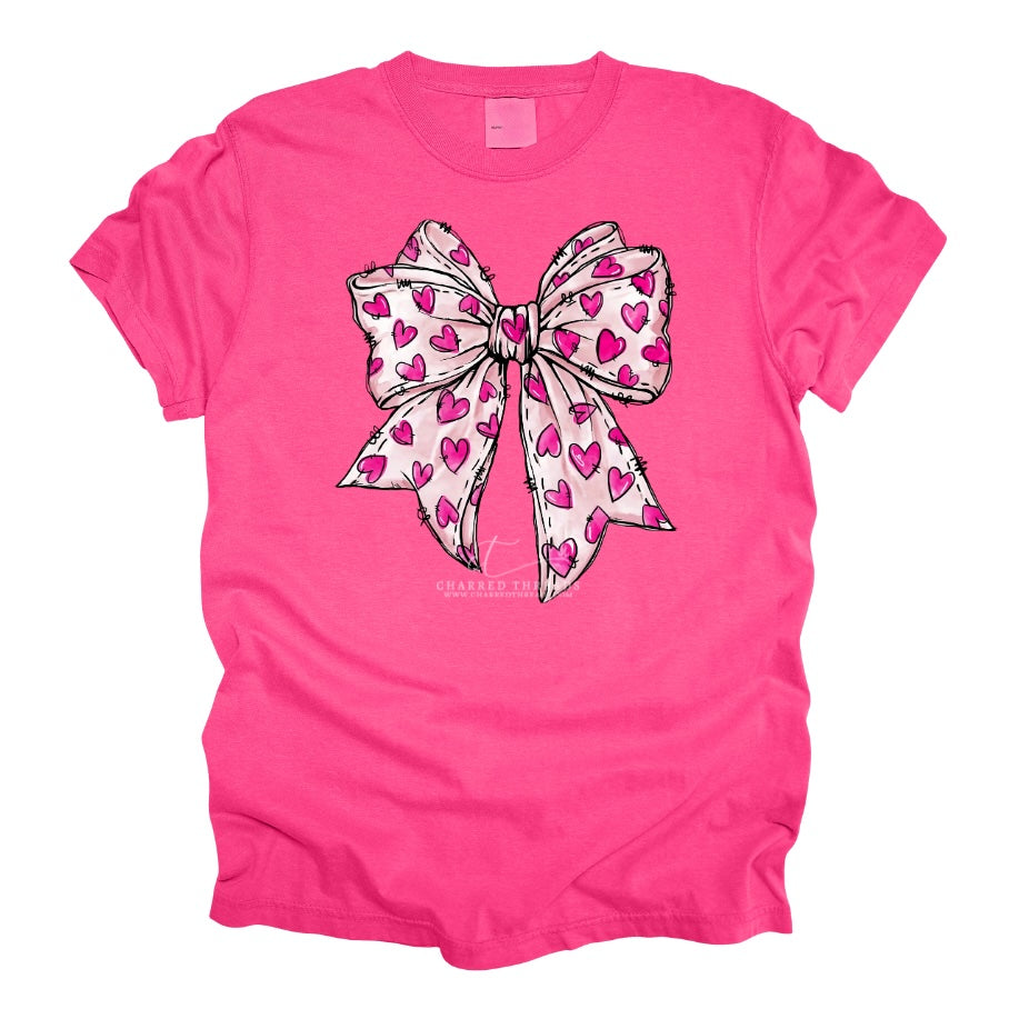 Coquette Hearts Bow Graphic Tee & Crewneck Sweatshirt