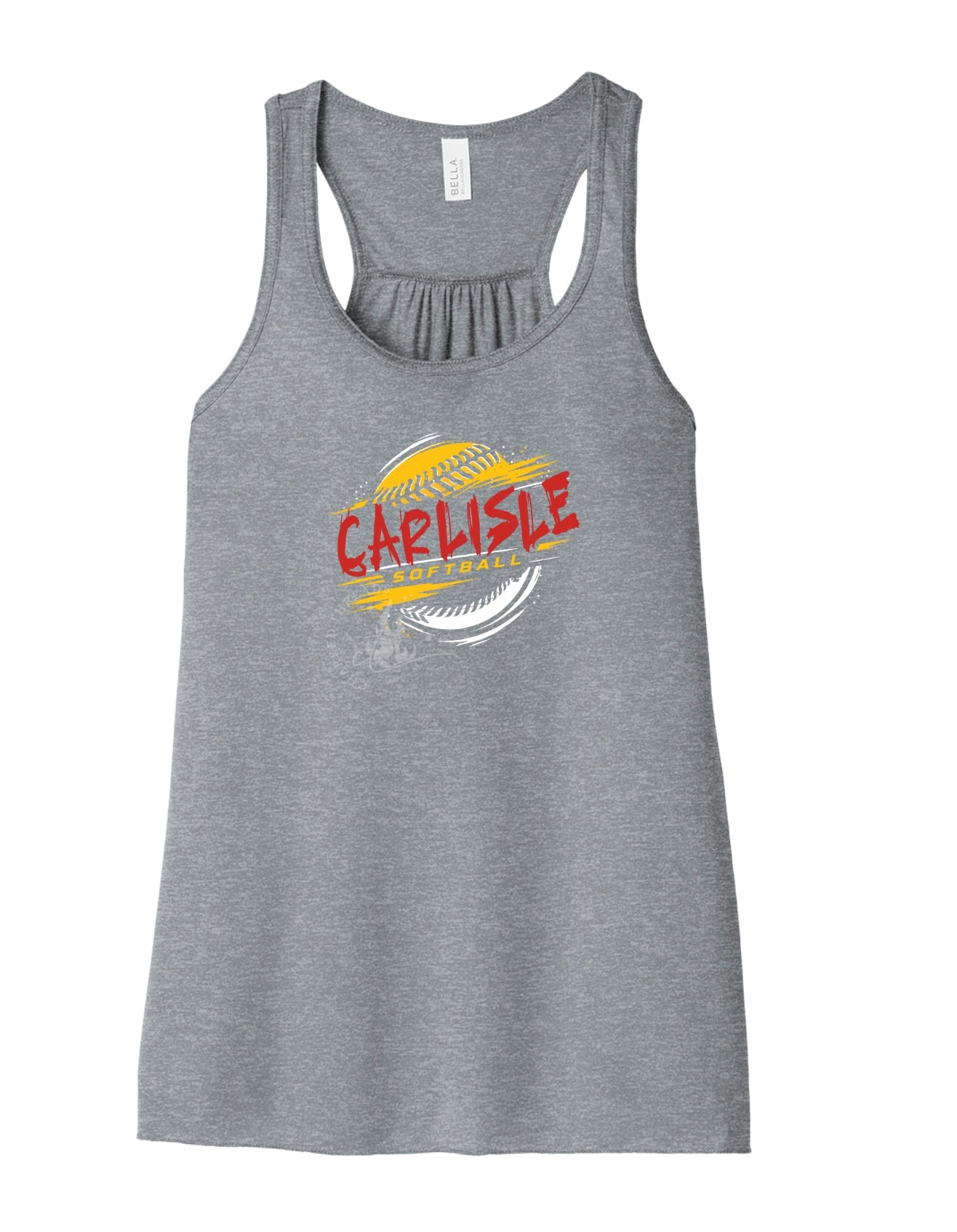 Carlisle Wildcats Softball Grunge Flowy Racerback Tank | Women’s Softball Tank