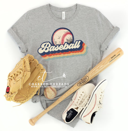 Retro Baseball Graphic Short Sleeve Shirt