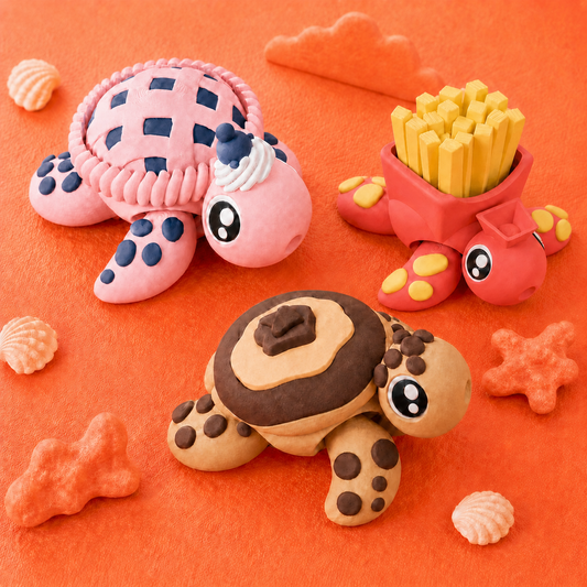 3D Printed Turtle Food Clickers | Cute Fidget Toy Collection