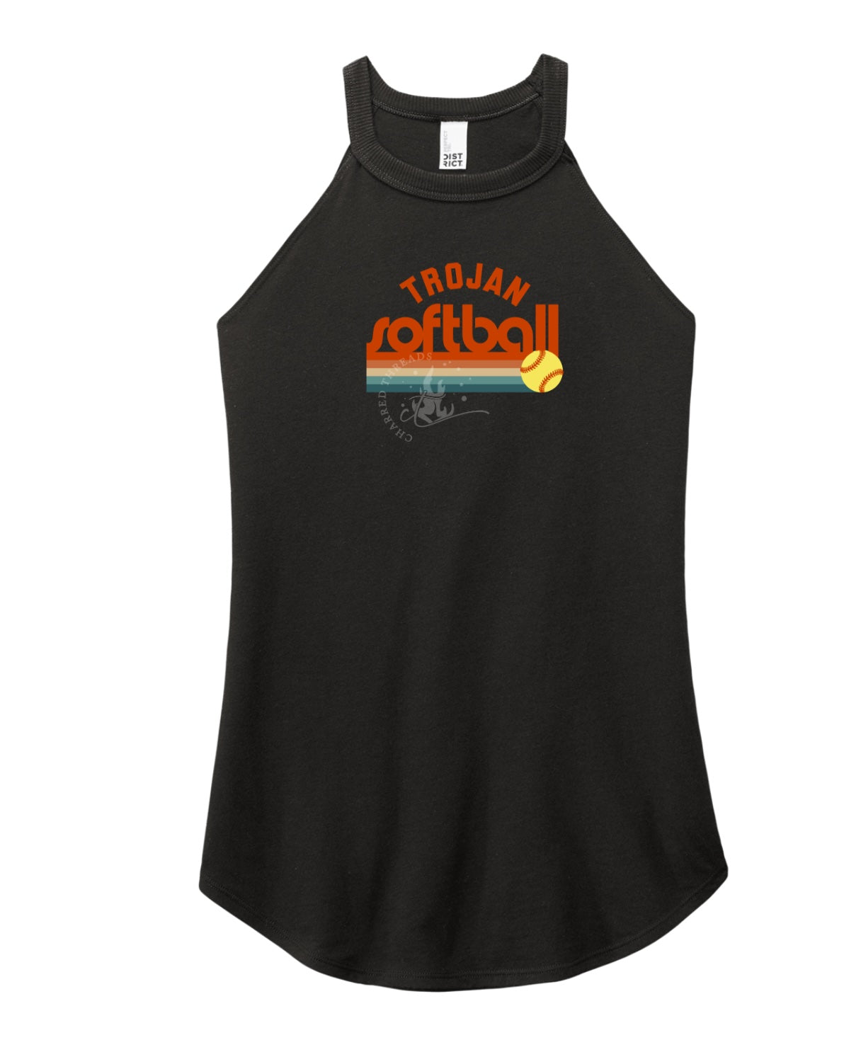 Pleasantville Trojans Muted Retro Softball Perfect Tri Rocker Tank | Women’s Pleasantville Softball Tank
