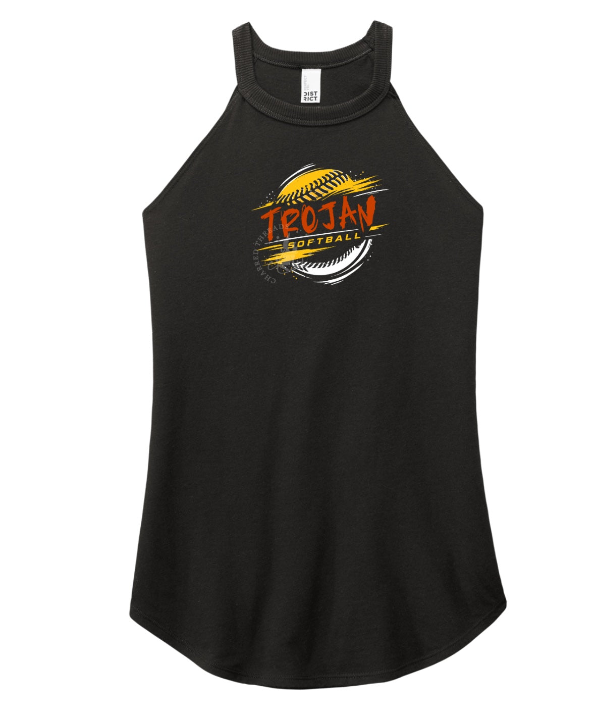 Pleasantville Trojans Softball Grunge Perfect Tri Rocker Tank | Women’s Pleasantville Softball Tank