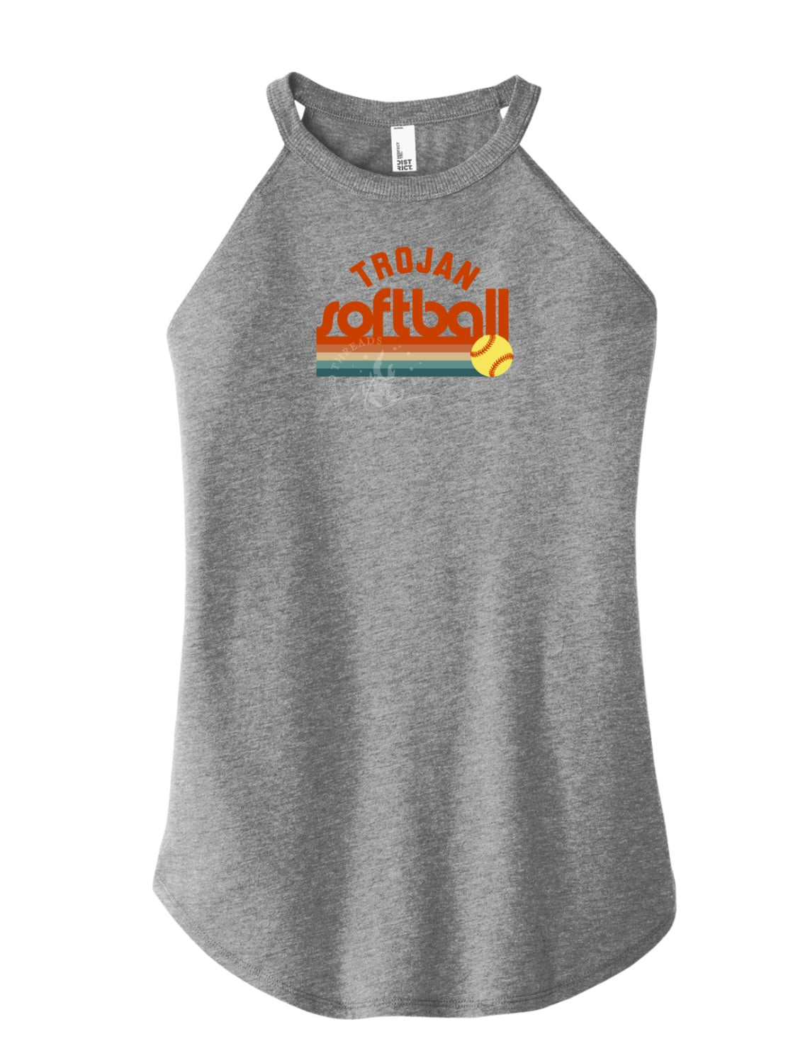 Pleasantville Trojans Muted Retro Softball Perfect Tri Rocker Tank | Women’s Pleasantville Softball Tank