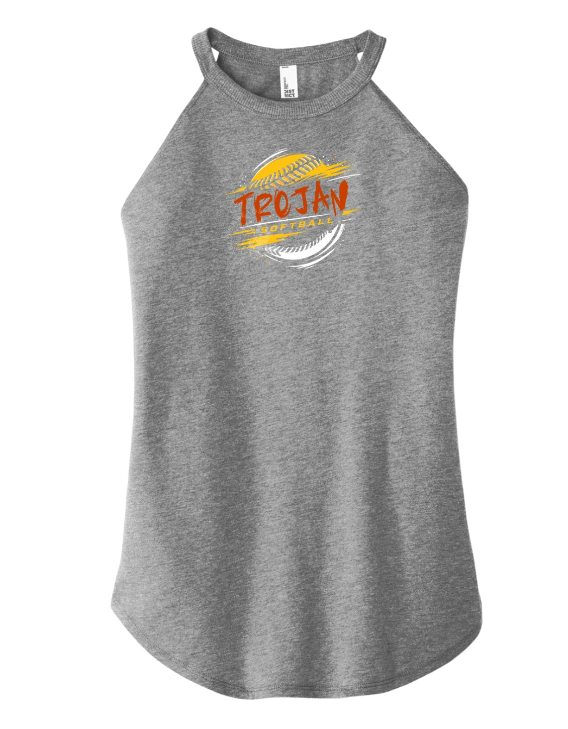 Pleasantville Trojans Softball Grunge Perfect Tri Rocker Tank | Women’s Pleasantville Softball Tank